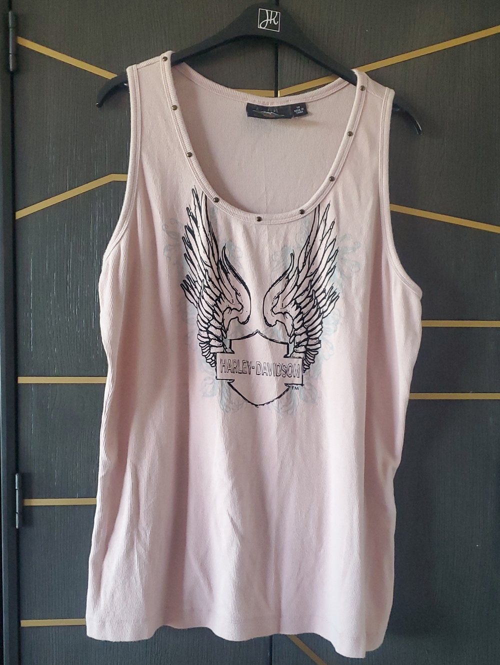 Harley-Davidson Pale Pink Studded Wing Graphic Tank Top